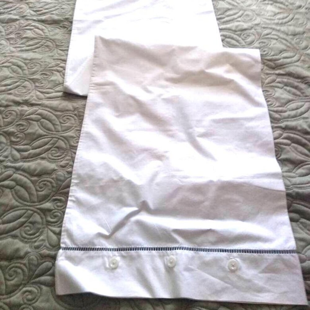 Very Unique Long Embroidery Button Closure White Pillow Case Bedroom Dorm Room